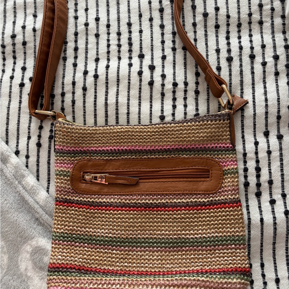 Striped Brown and Tan Shoulder Bag
